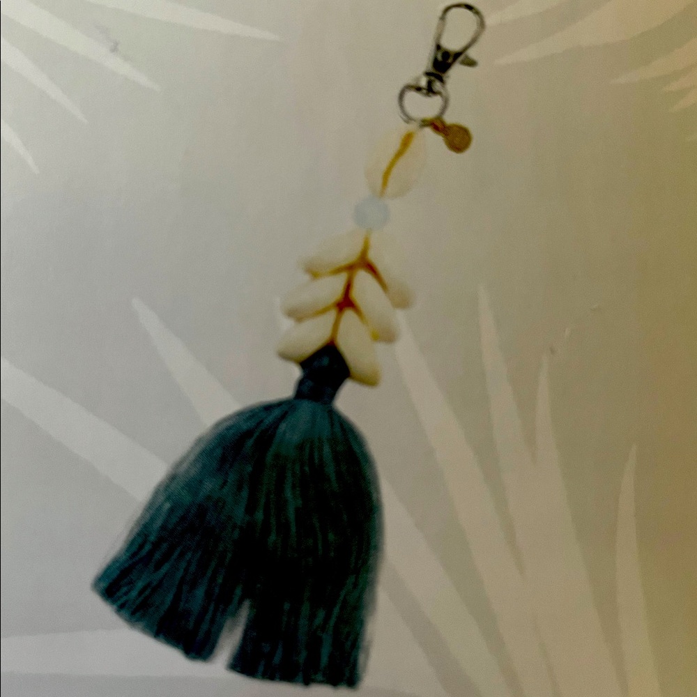Moonstone Cowry Shell Keychain
